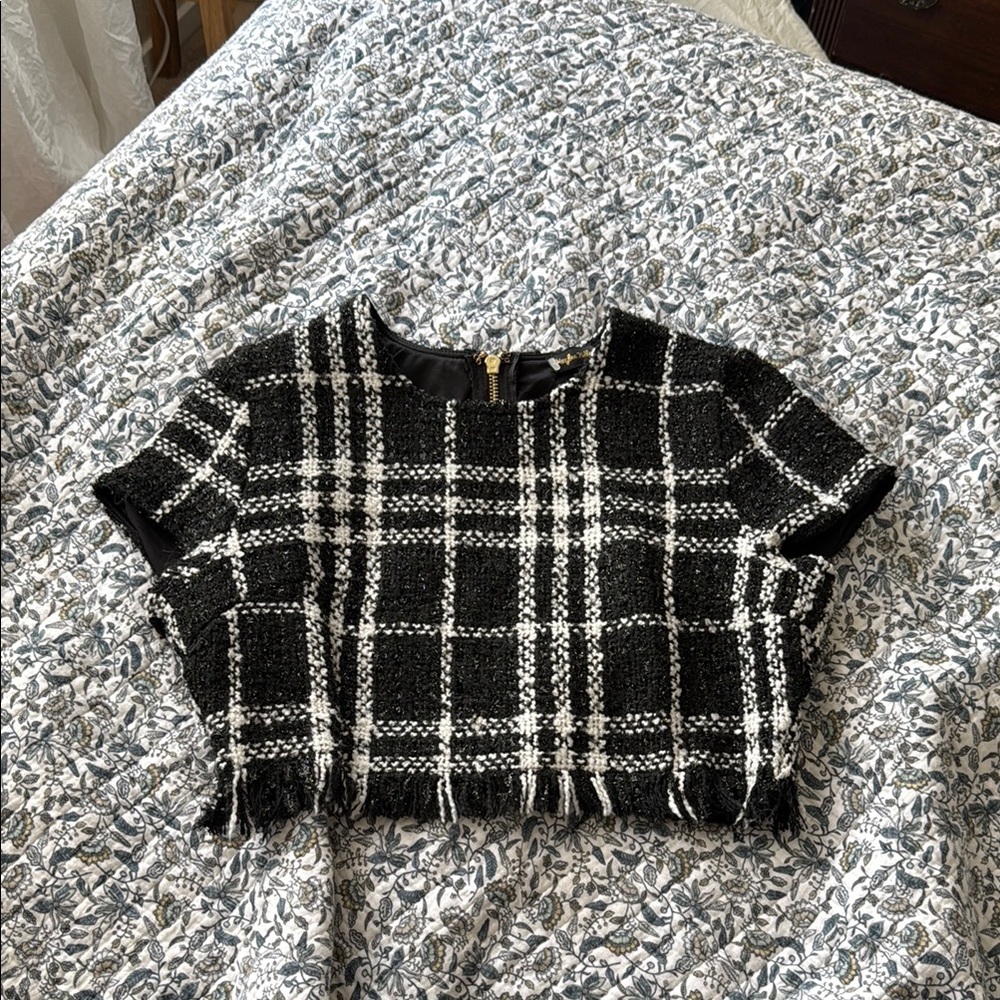 tweed plaid crop top